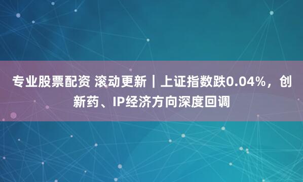 专业股票配资 滚动更新｜上证指数跌0.04%，创新药、IP经济方向深度回调