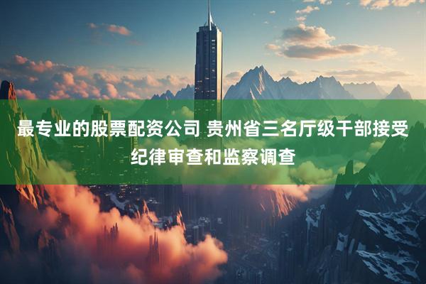 最专业的股票配资公司 贵州省三名厅级干部接受纪律审查和监察调查