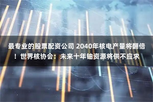 最专业的股票配资公司 2040年核电产量将翻倍！世界核协会：未来十年铀资源将供不应求